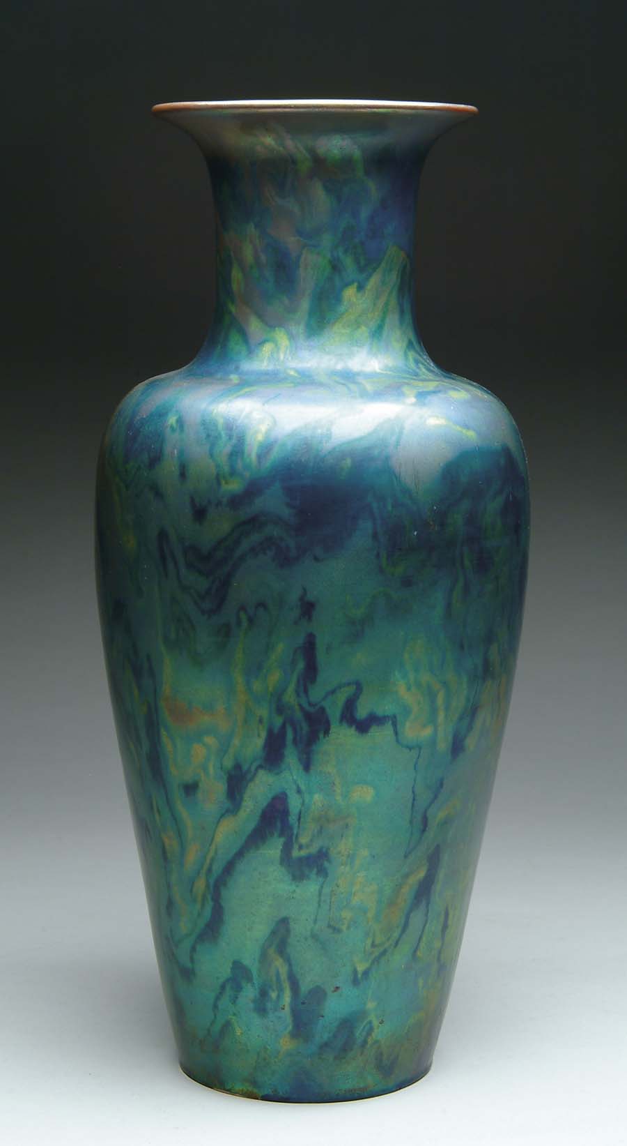 Appraisal: ZSOLNAY MONUMENTAL VASE Extremely fine monumental vase has beautiful swirling