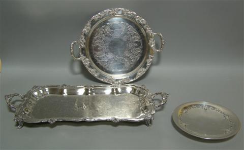 Appraisal: PLATED RECTANGULAR FOOTED TRAY Together with Homan plated dish and