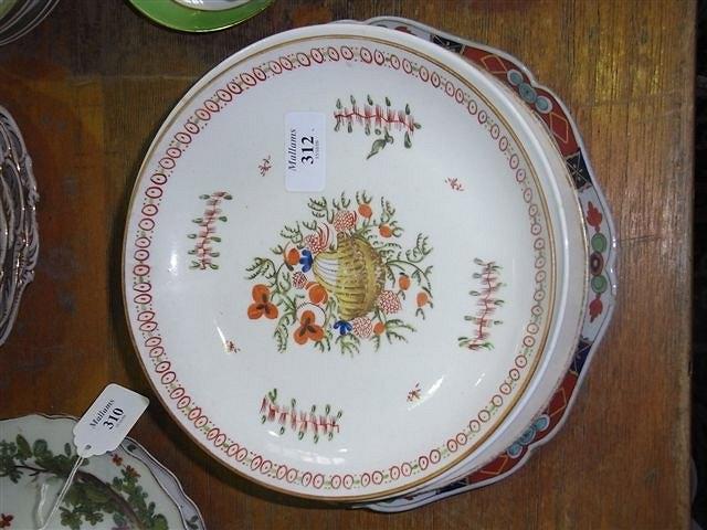 Appraisal: A NEWHALL PLATE decorated with polychrome shell and floral pattern