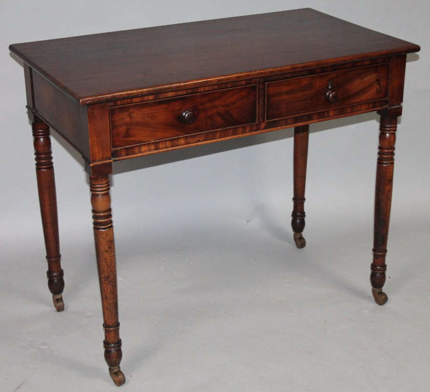 Appraisal: A principally early thC mahogany side table the overhanging top