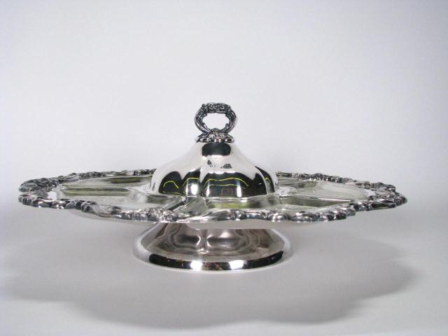 Appraisal: Vintage Silver Plated Lazy Susan with five section interior glass