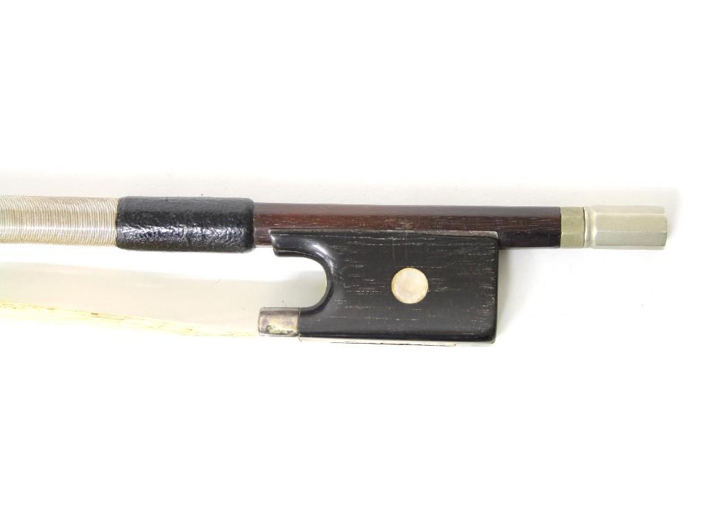 Appraisal: Interesting nickel mounted violin bow of the Tubbs School unstamped