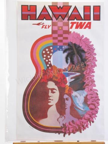 Appraisal: A vintage s TWA travel poster Hawaii Fly TWA art