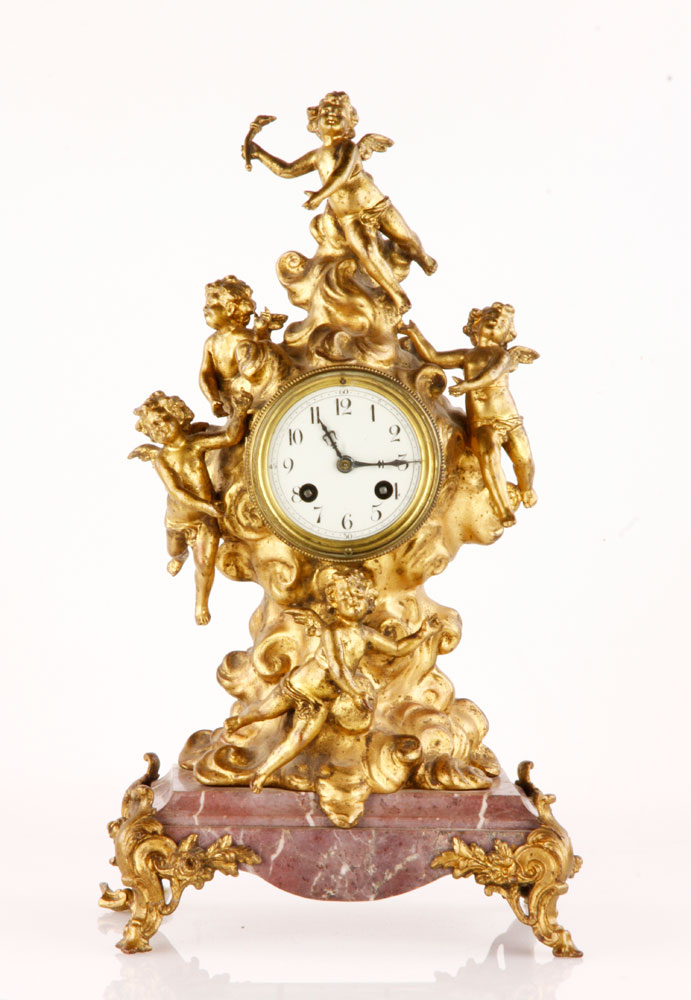 Appraisal: - th C French Marble Clock th century French clock