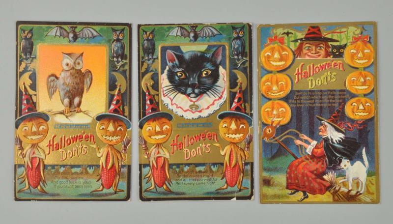 Appraisal: Lot Of Jackson Halloween Don'ts Postcards This lot includes three