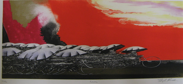 Appraisal: SHIGEKI KURODA COLOR LITHOGRAPH Japanese born Titled Lava in vivid