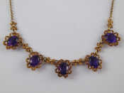 Appraisal: A carat gold amethyst necklace approx cm long amethysts approx