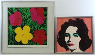 Appraisal: WARHOL Andy Two Prints Flowers Liz Flowers - Silkscreen c