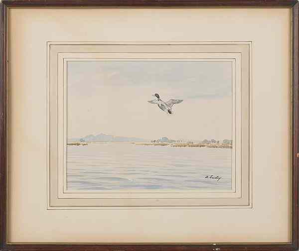 Appraisal: John Sudy American - two watercolor landscapes with wild fowl