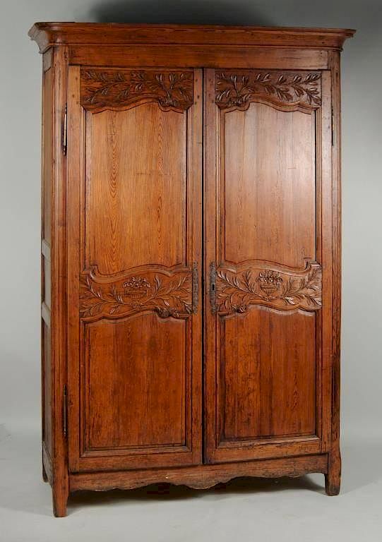 Appraisal: French Provincial Carved Pine Armoire French Provincial carved pine armoire