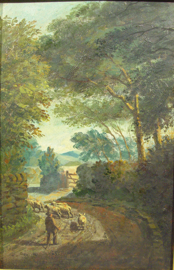 Appraisal: Victorian oil onto canvas 'A Lane in Cheshire' paper label