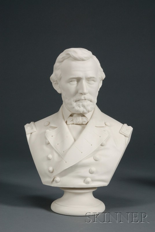 Appraisal: Worcester Parian Bust of Grant England mid th century mounted