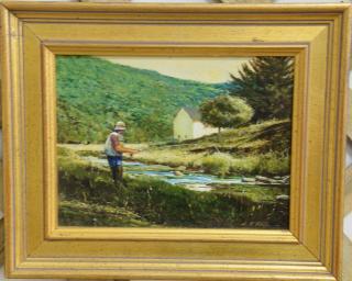 Appraisal: Luther Kelly Hall Fly Fishing oil on masonite signed lower