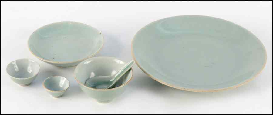 Appraisal: JAPANESE CELADON PORCELAIN TABLE SERVICE Comprised of four plates dia