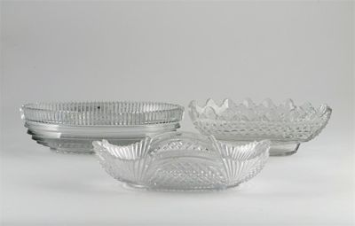 Appraisal: Three cut glass dishes the largest with stepped sides below