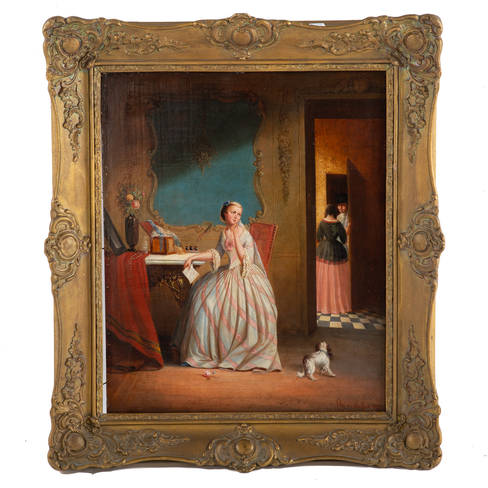 Appraisal: CLEMENT WOOLPART THE LOVE LETTER OIL th century Oil on