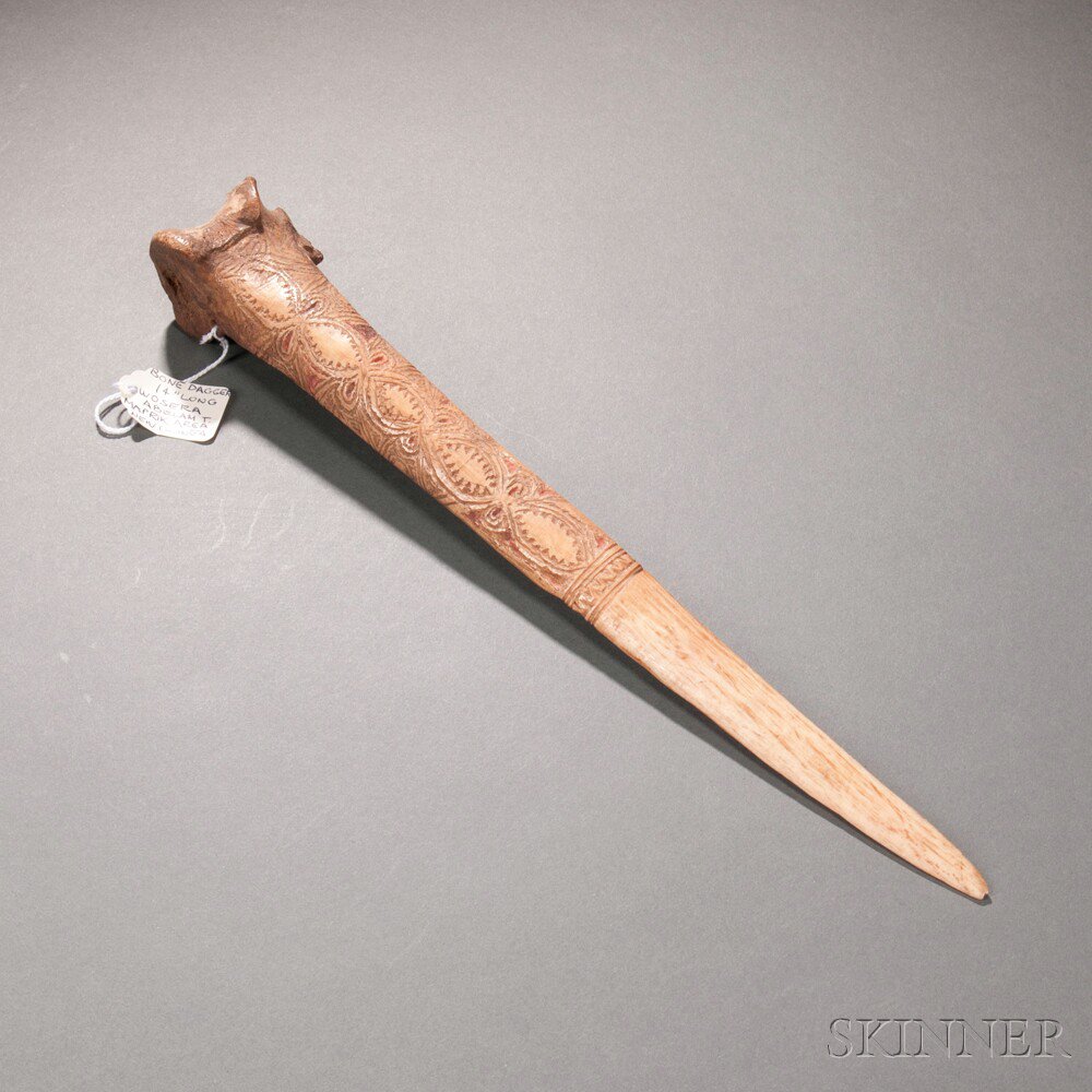 Appraisal: Abelam Carved Bone Dagger Maprik area New Guinea incised decoration