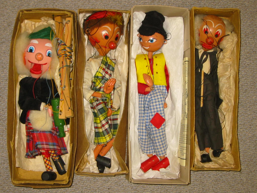 Appraisal: Four Pelham SM puppets School Master Mrs McBoozle both in