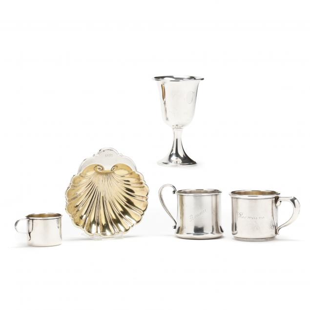 Appraisal: Five American Sterling Silver Table Items Including a footed shell