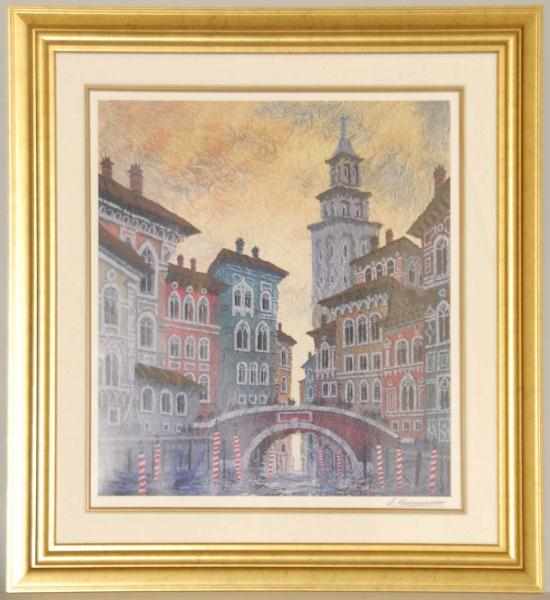 Appraisal: Venice Yellow Sunset by Anatole Krasnyansky Seriolithograph in color on