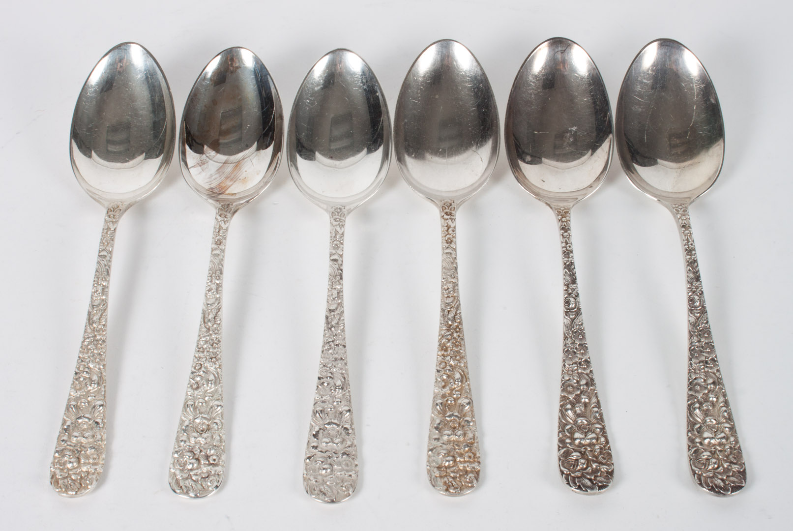 Appraisal: Six Siteff Rose sterling silver tablespoons ozt Condition One monogrammed