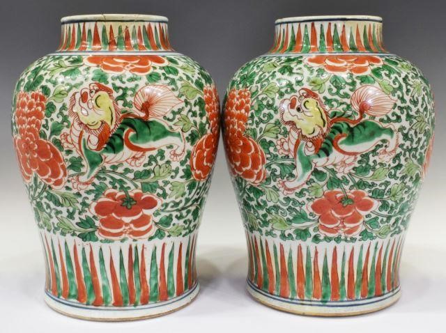 Appraisal: lot of Chinese famille verte porcelain jars with foo lions