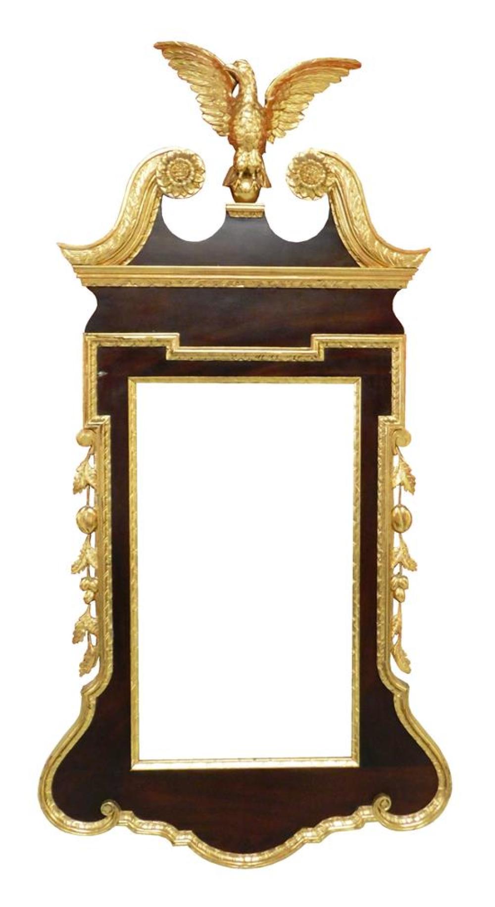 Appraisal: Wall mirror Chippendale style with gilt eagle finial mahogany with