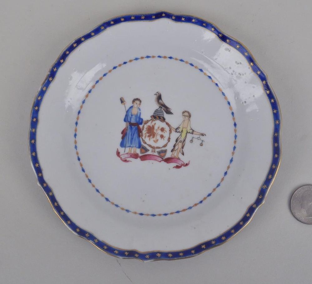 Appraisal: Small Chinese Export Porcelain Arms of NY Plate bread and