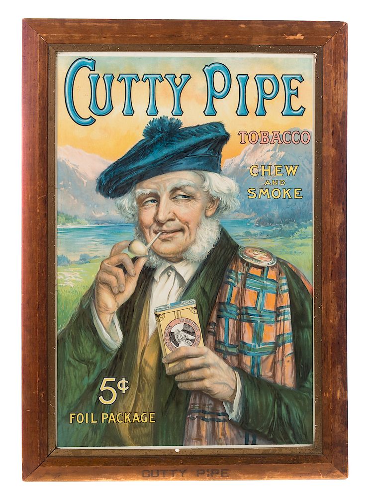 Appraisal: Cutty Pipe Tobacco Poster Sign in Original Signed Frame Measures