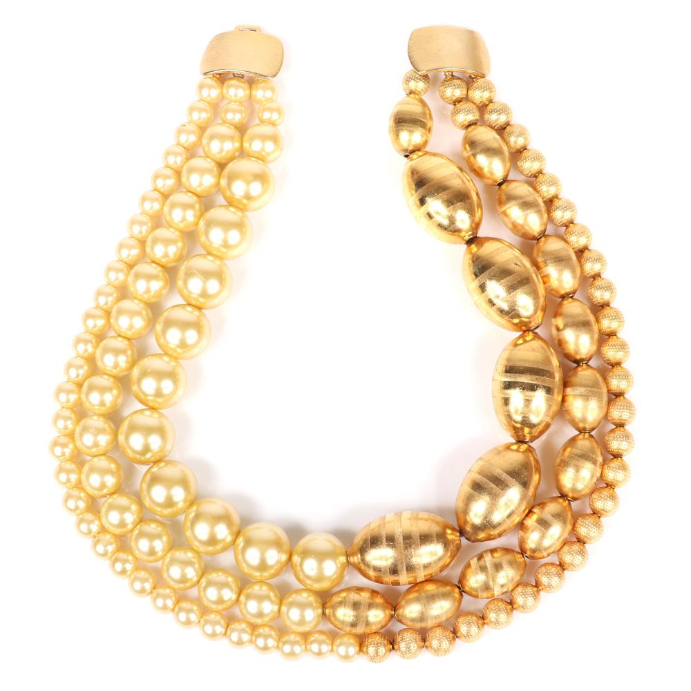 Appraisal: JAY FEINBERG STRONGWATER TRIPLE STRAND NECKLACE WITH GRADUATED STRANDS OF