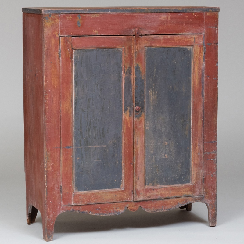 Appraisal: American Two-Toned Painted Cupboard ft in x x in Condition