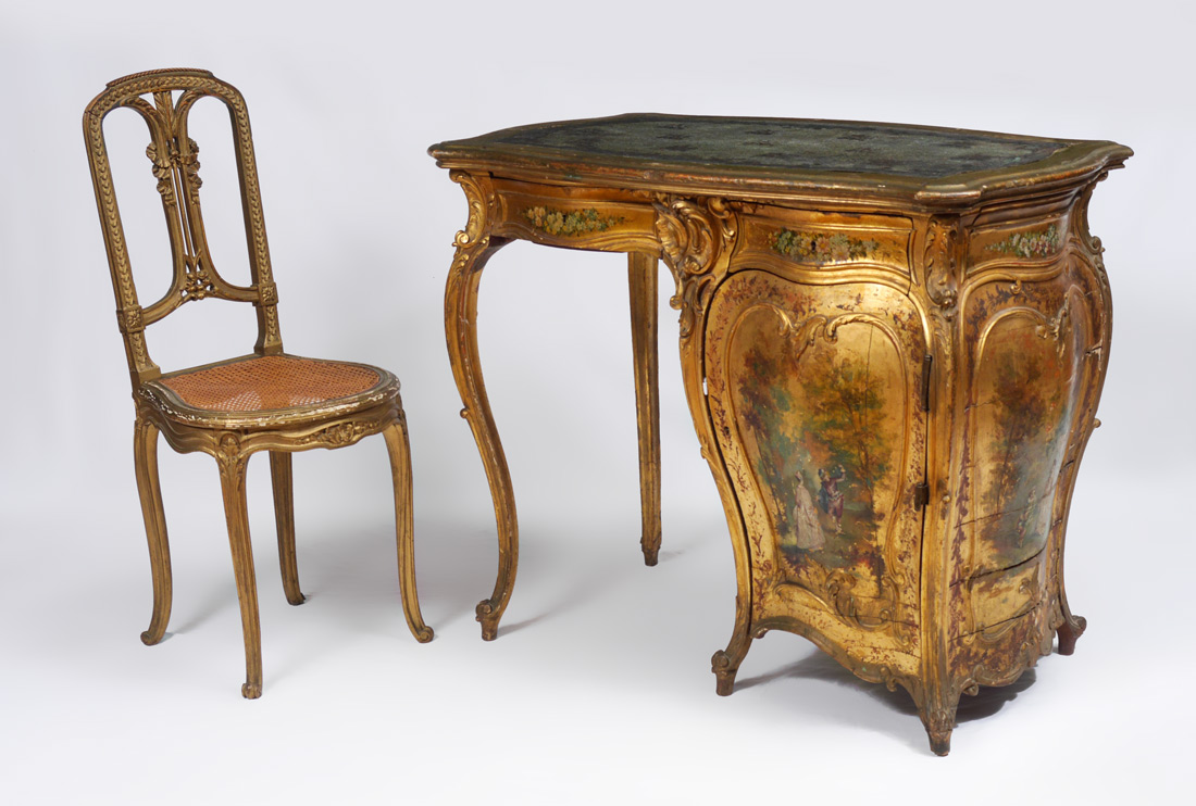 Appraisal: ART NOUVEAU ERA GOLD GILT DESK CHAIR Paint and gold