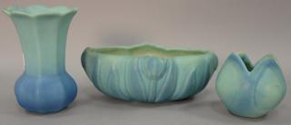 Appraisal: Three Van Briggle pottery blue green vases including a tulip