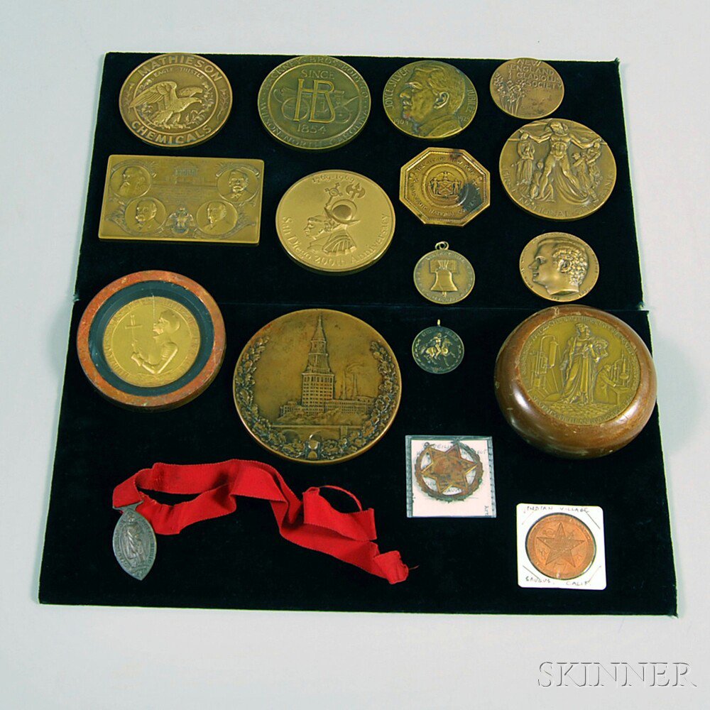 Appraisal: Seventeen Assorted Historical Commemorative and Collectible Medals including a rectangular