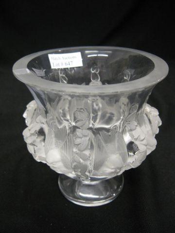 Appraisal: Lalique Crystal Dampierre Vase bird floral tall signed excellent retails