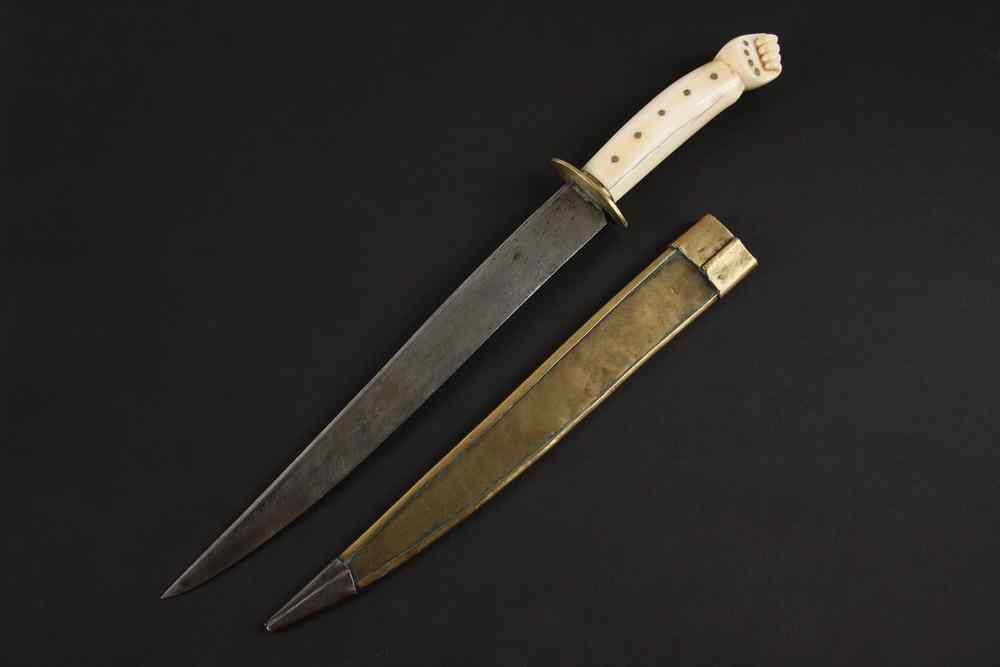 Appraisal: IVORY HANDLED DAGGER - Handmade th c Dagger with Carved