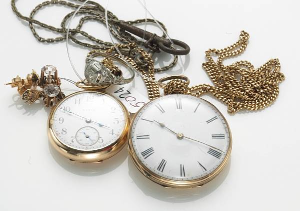 Appraisal: A collection of diamond k k gold pocket watches and