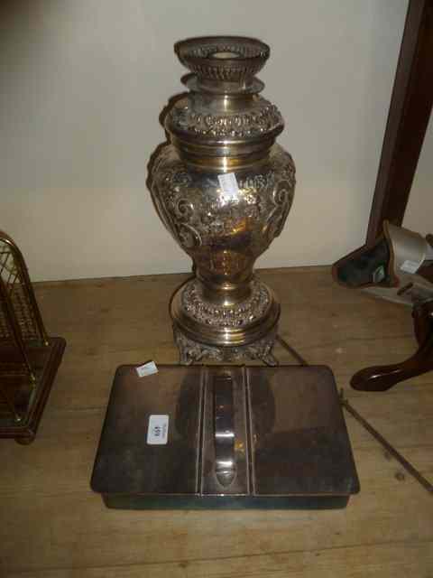 Appraisal: A VICTORIAN SILVER PLATED LAMP BASE of baluster form with