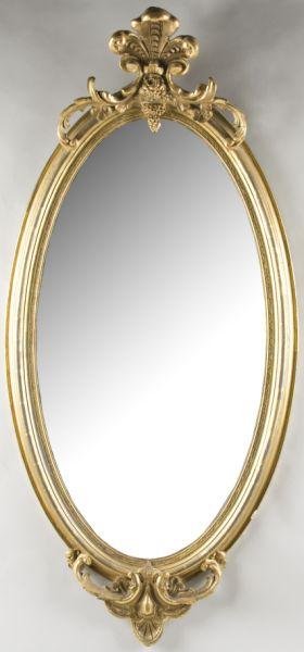 Appraisal: American Oval Pier Mirror Mid- th c gilt gesso frame