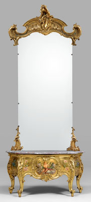 Appraisal: Italian Louis XV style pier mirror beveled mirror plate with