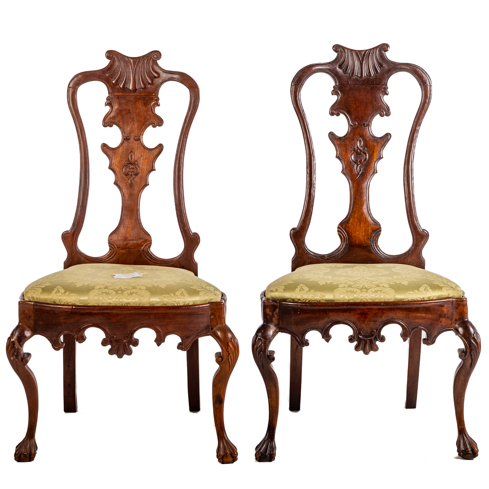 Appraisal: A PAIR OF CONTINENTAL MAHOGANY SIDE CHAIRS Mid th century