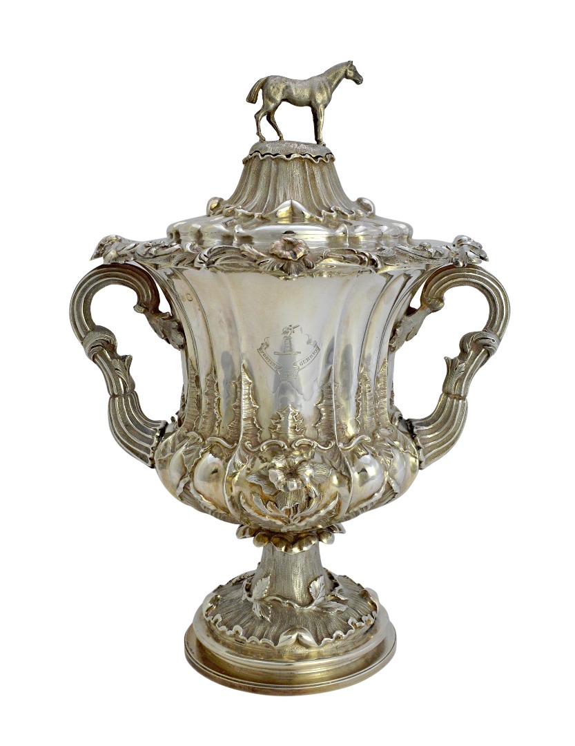 Appraisal: A William IV silver twin handled trophy and cover of