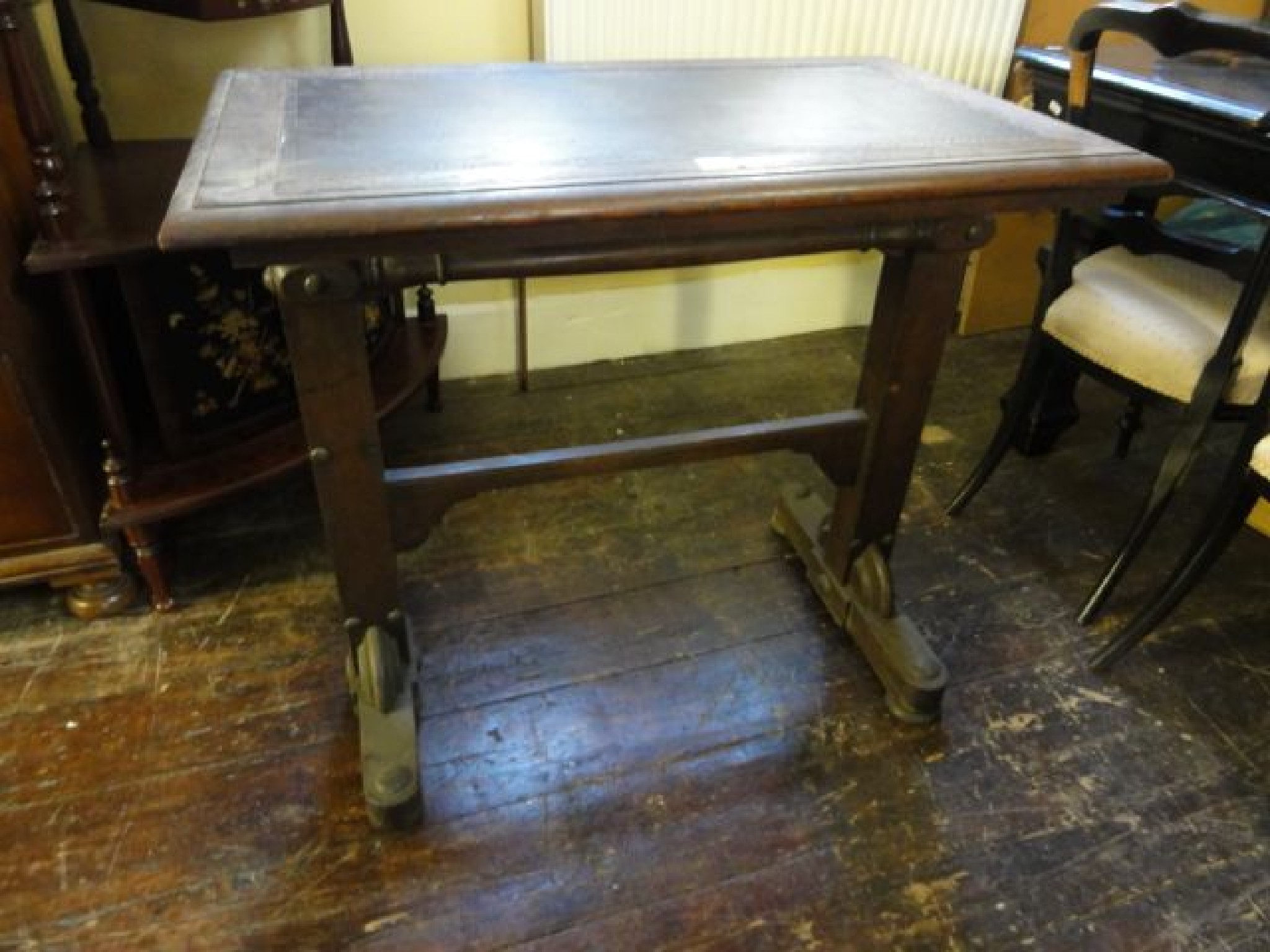 Appraisal: A mid th century oak writing drawing table with adjustable