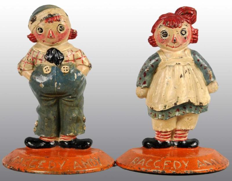 Appraisal: Cast Iron Raggedy Ann Andy Bookends Description Each signed Copyright