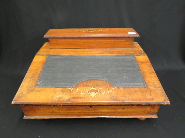 Appraisal: th Century Portable Writing Desk inlaid leather top box above