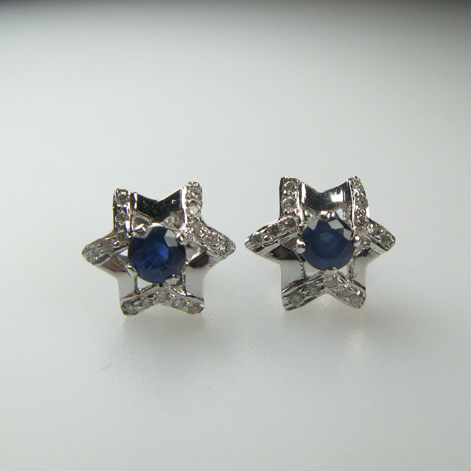 Appraisal: Pair Of k White Gold Stud Earrings each set with