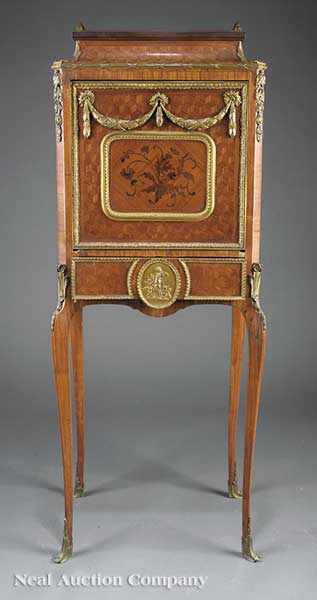 Appraisal: A Louis XVI-Style Kingwood Parquetry and Gilt Bronze-Mounted Secretaire Abattant