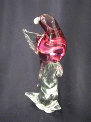 Appraisal: Italian Art Glass Figurine of Bird on Branch rich cranberry