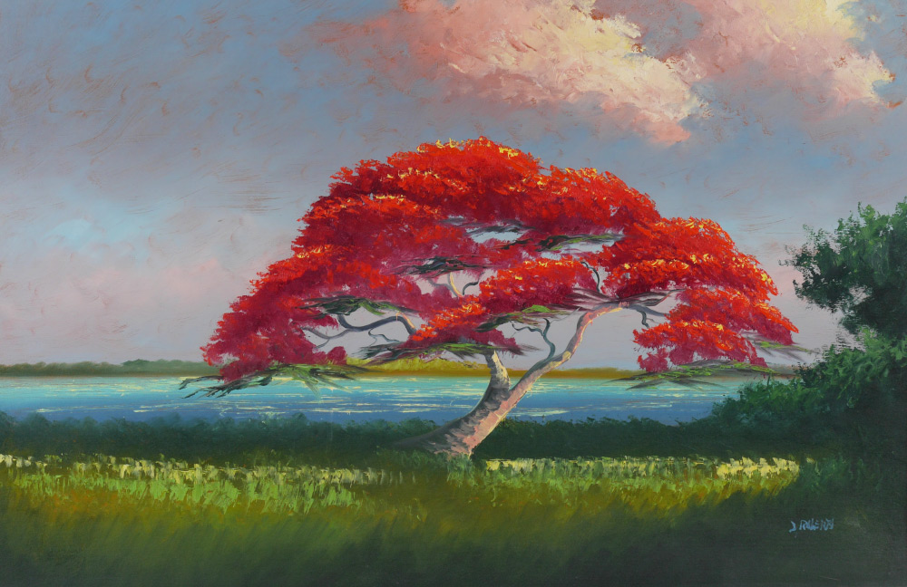 Appraisal: ROBERTS Livingston ''Castro'' American - Florida Highwaymen Royal Poinciana Oil