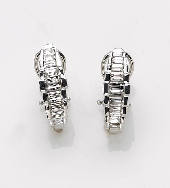 Appraisal: A pair of diamond and k white gold earrings estimated